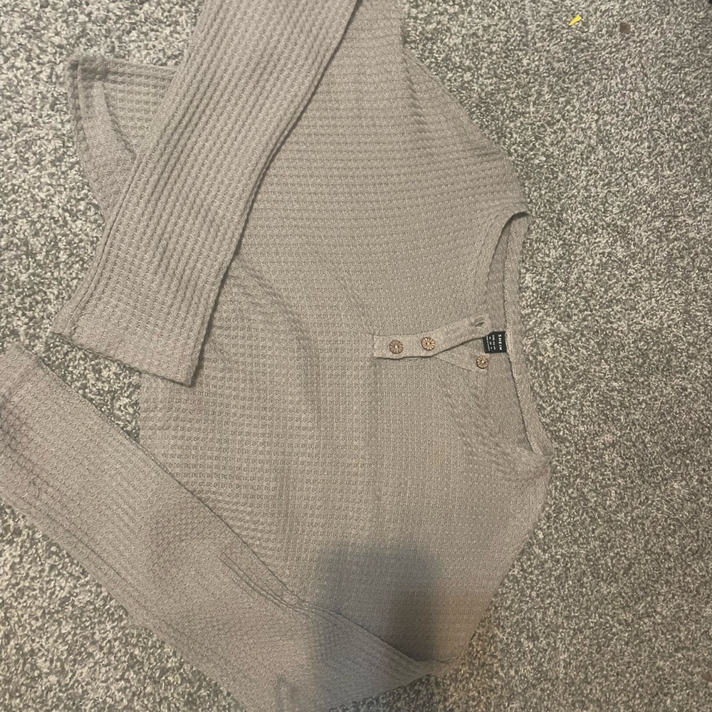SHEIN Taupe Waffle Knit Sweater